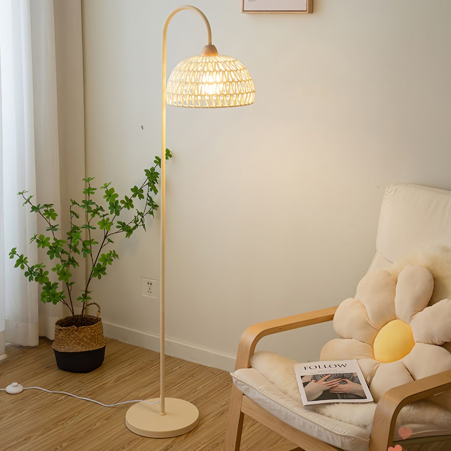 Rattan Arch Uplight Lamp Floor Lamp