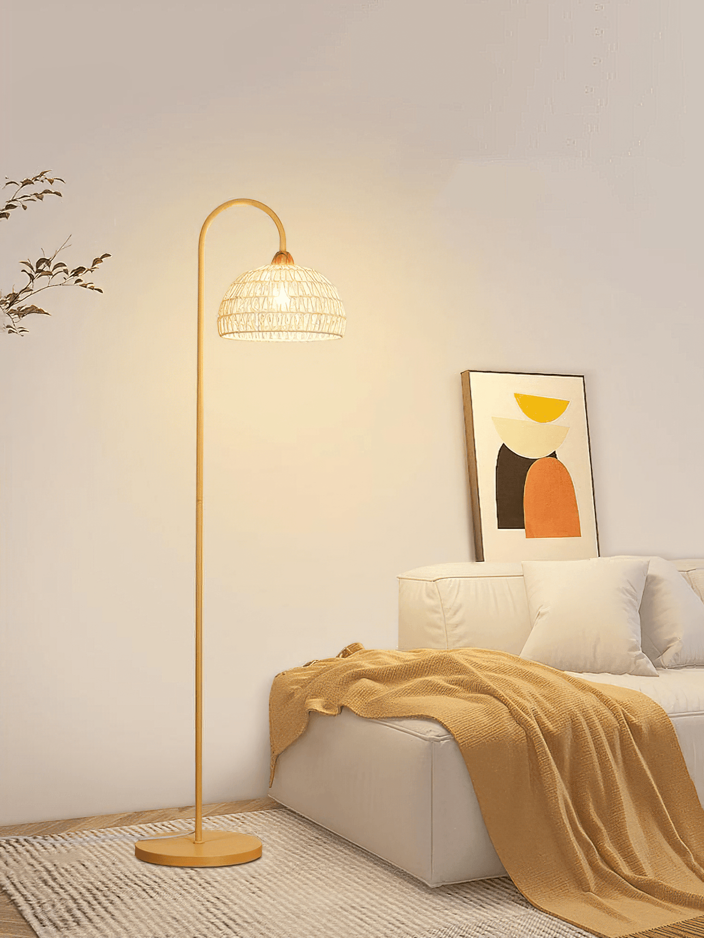 Rattan Arch Uplight Lamp Floor Lamp