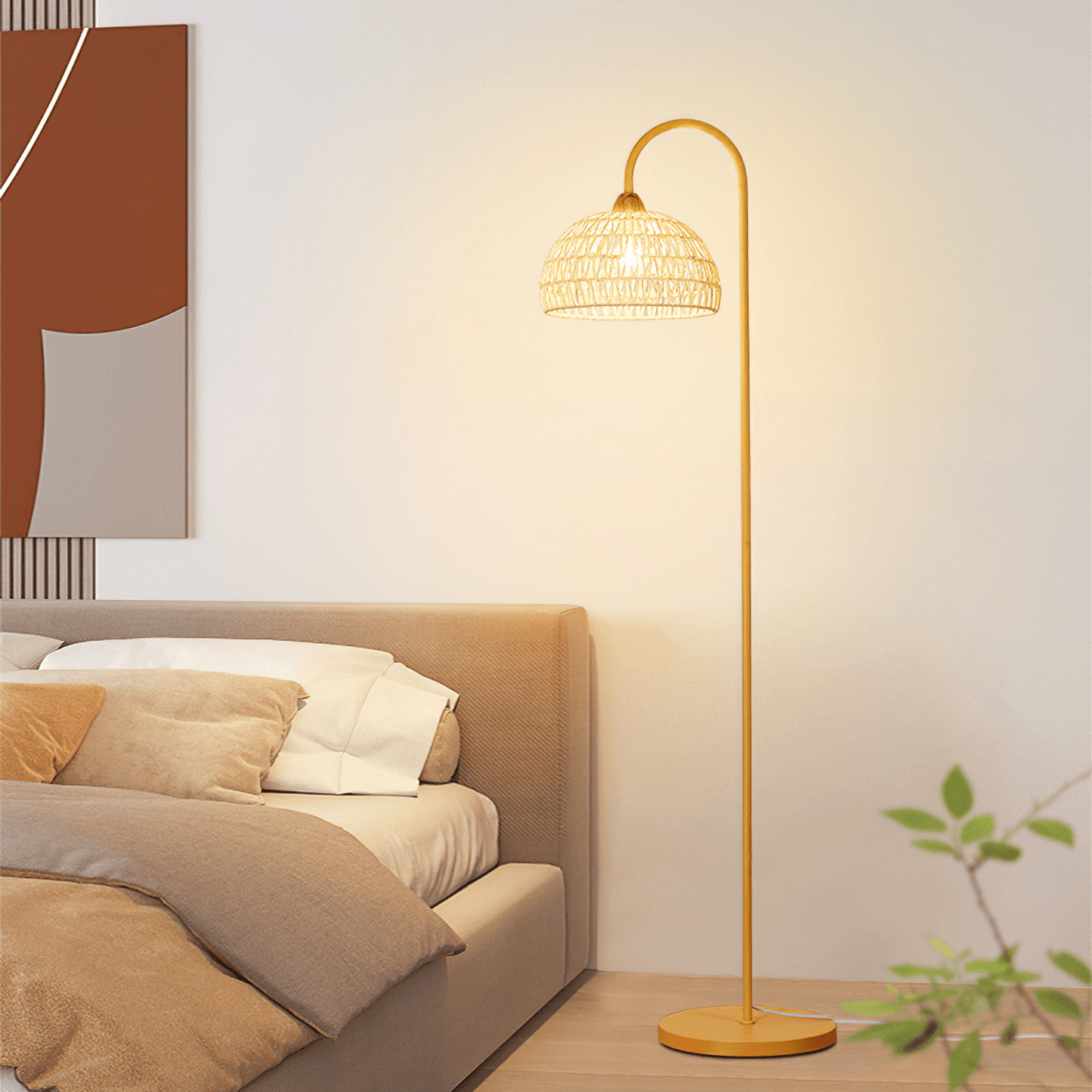 Rattan Arch Uplight Lamp Floor Lamp