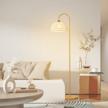 Rattan Arch Uplight Lamp Floor Lamp