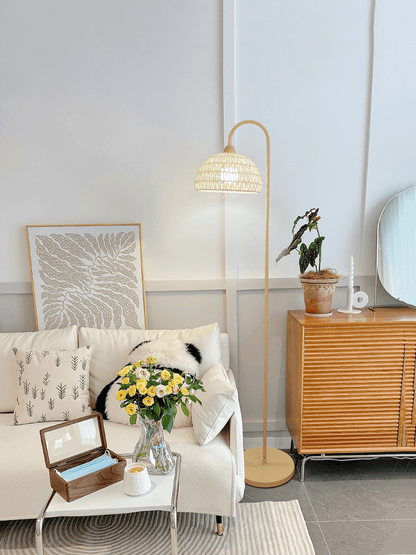 Rattan Arch Uplight Lamp Floor Lamp