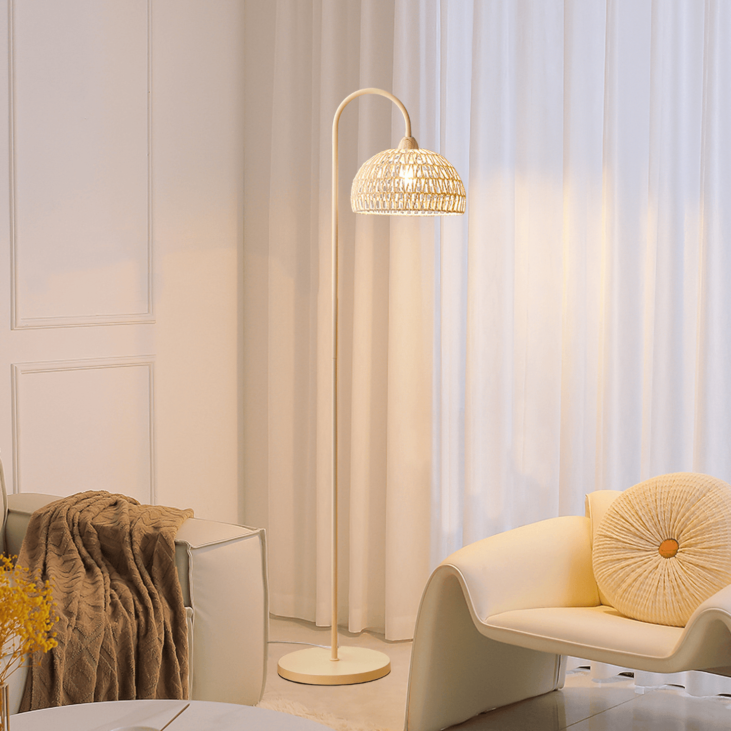 Rattan Arch Uplight Lamp Floor Lamp