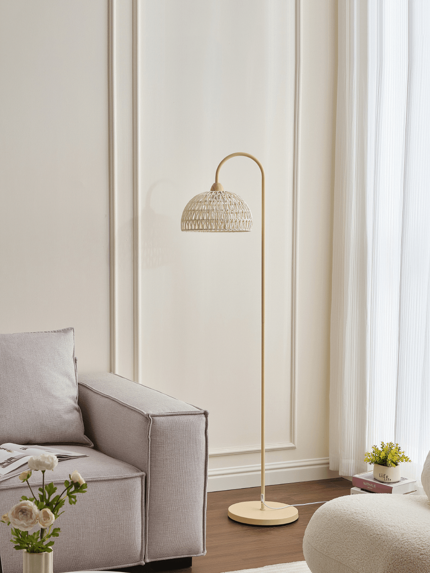 Rattan Arch Uplight Lamp Floor Lamp