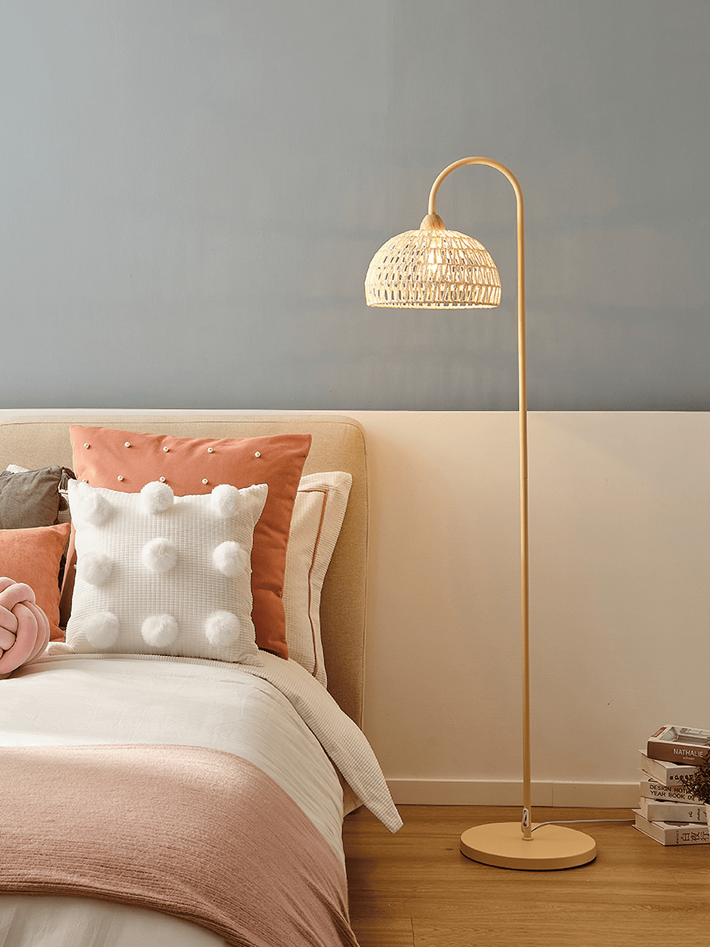 Rattan Arch Uplight Lamp Floor Lamp