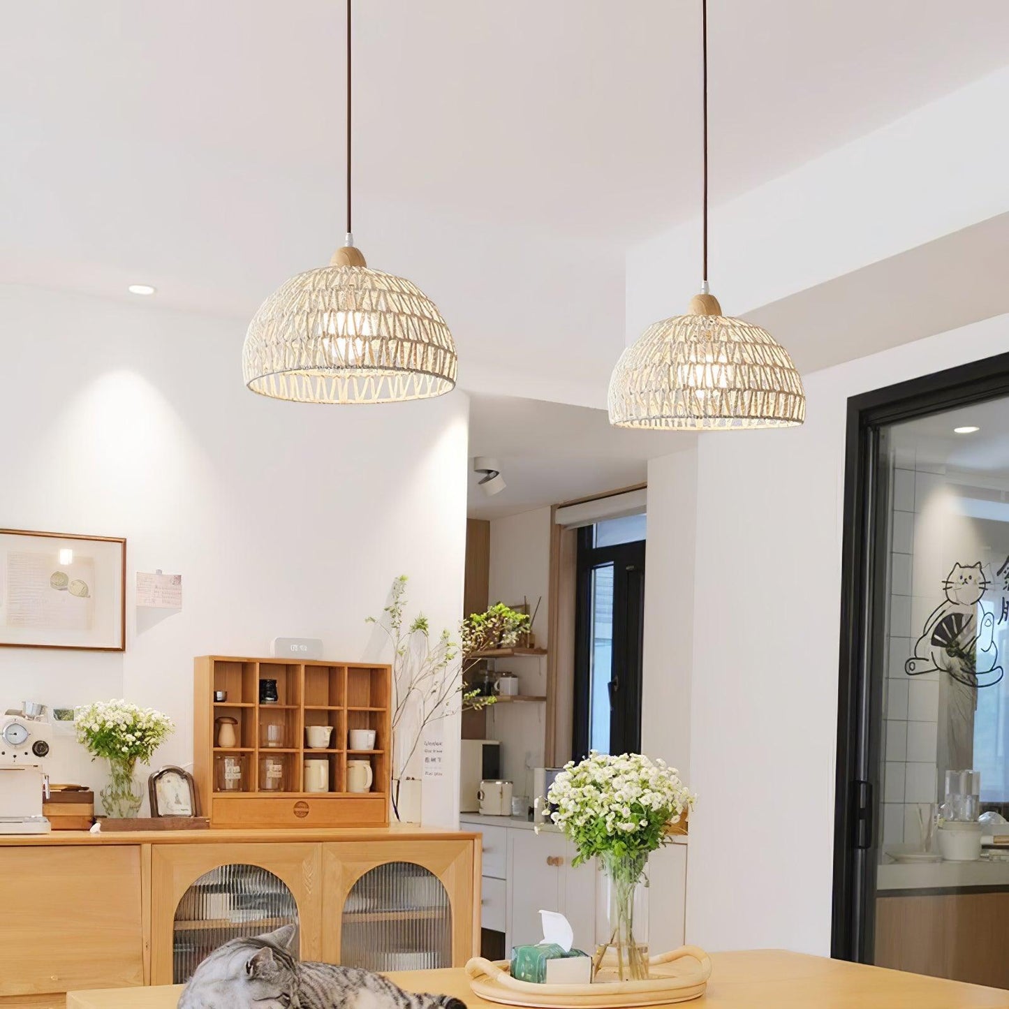 Rattan Arch Drop light Pendant Lamp