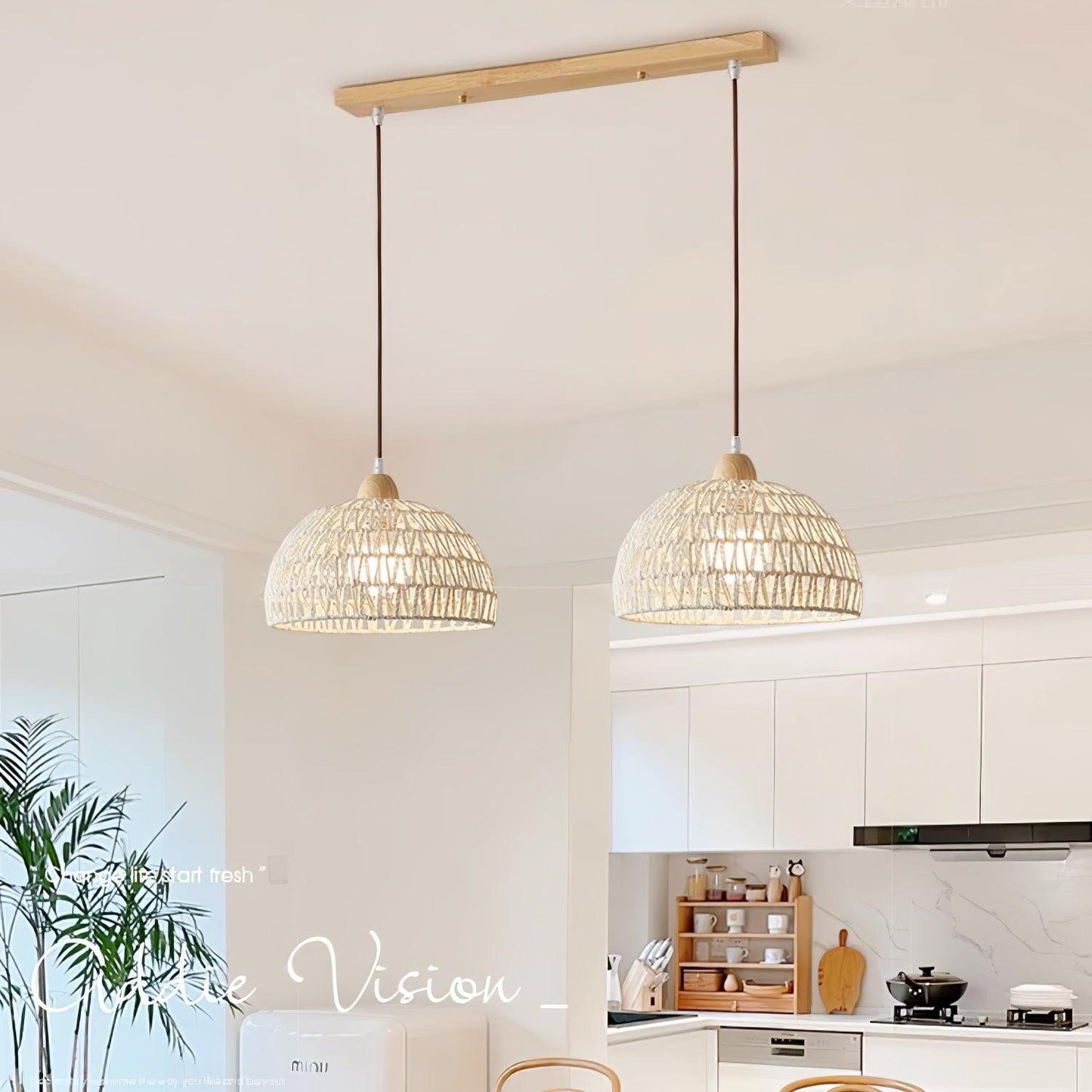 Rattan Arch Drop light Pendant Lamp