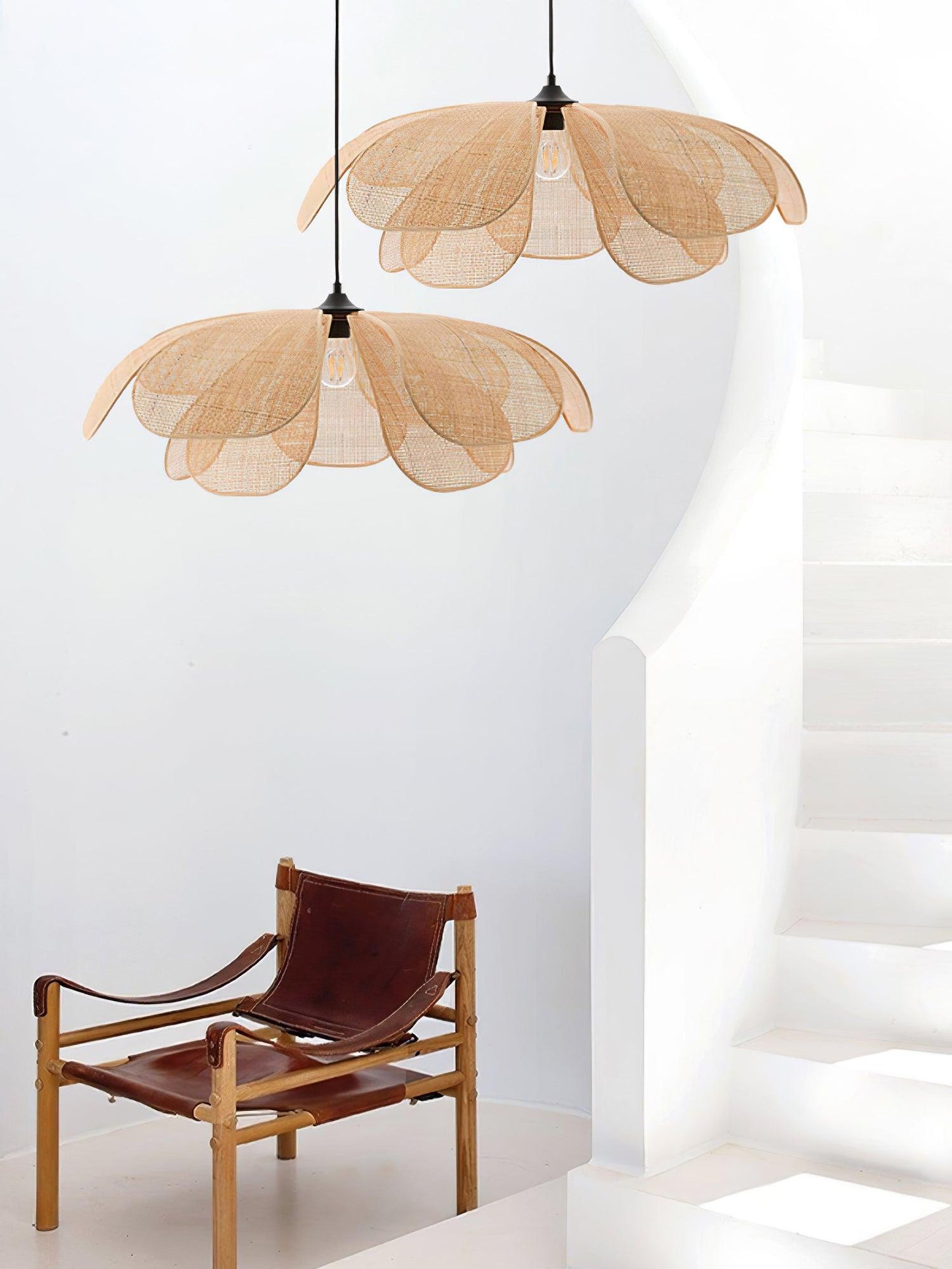 Rattan Petal Drop light Pendant Lamp