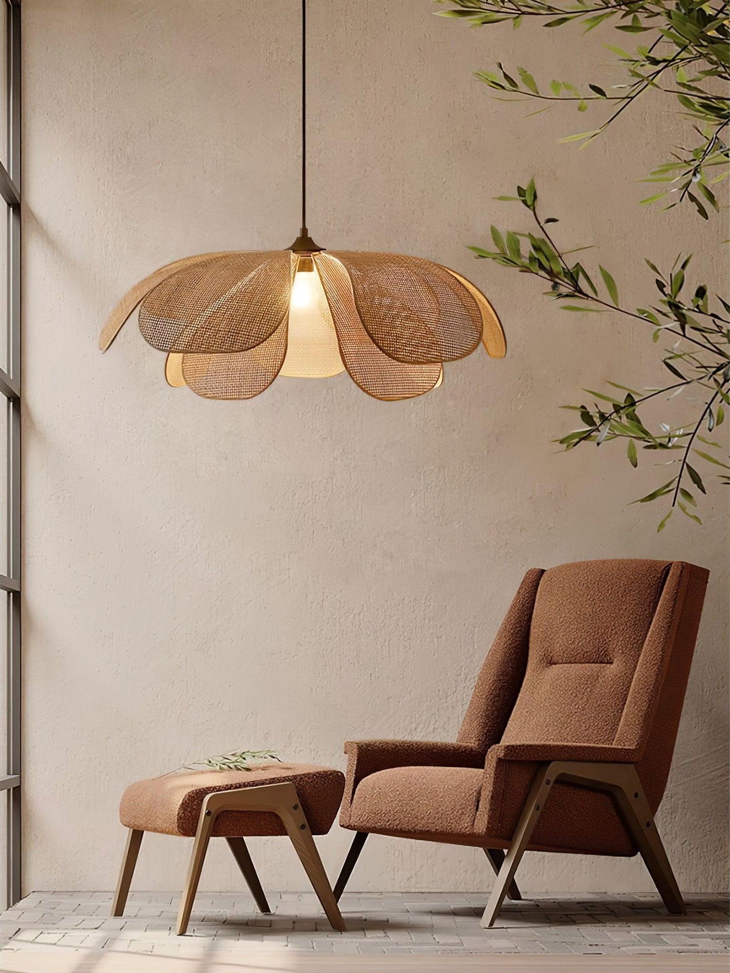 Rattan Petal Drop light Pendant Lamp