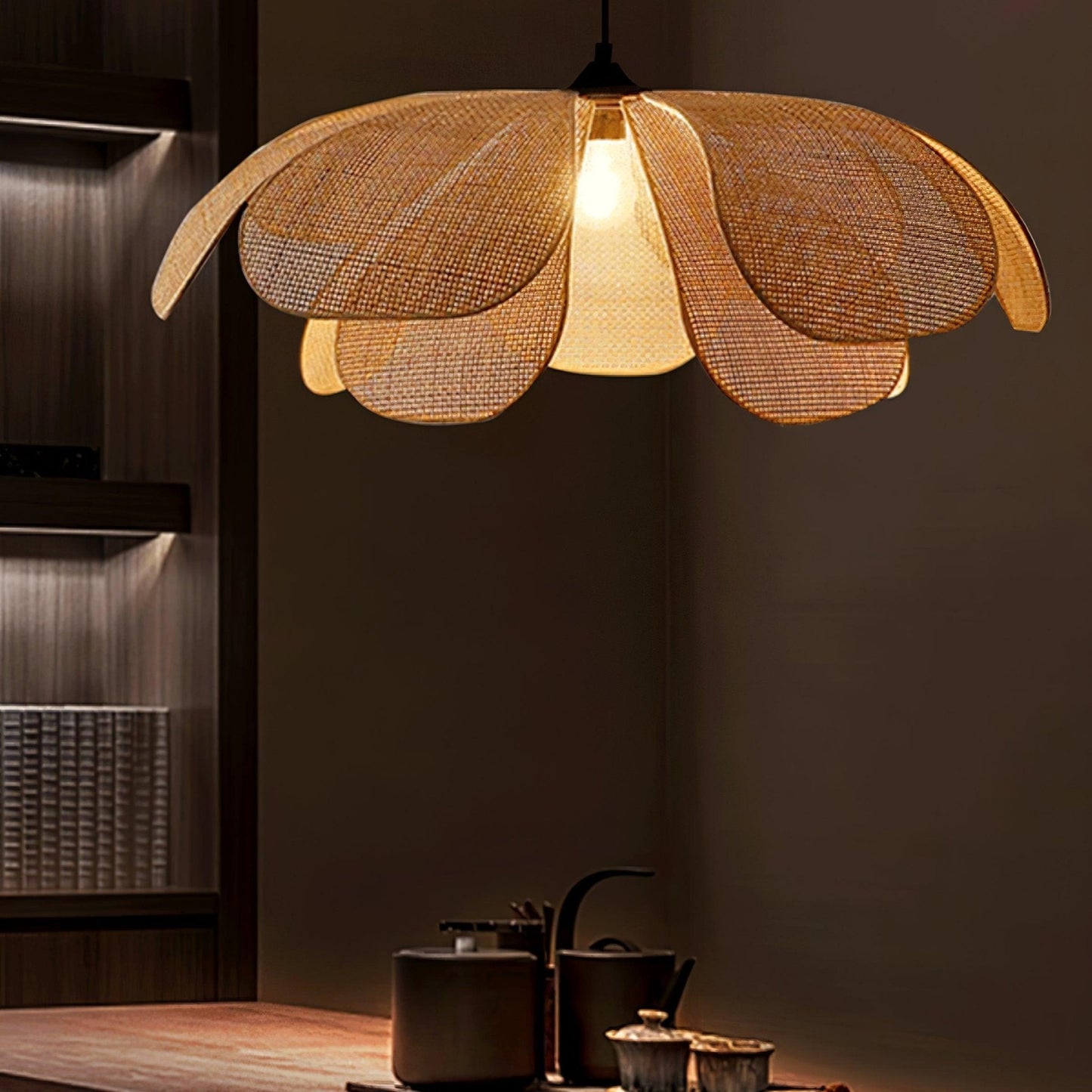 Rattan Petal Drop light Pendant Lamp