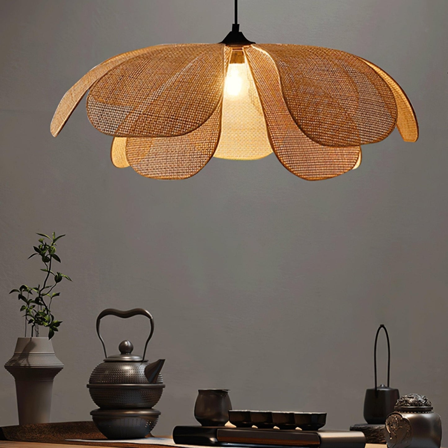 Rattan Petal Drop light Pendant Lamp