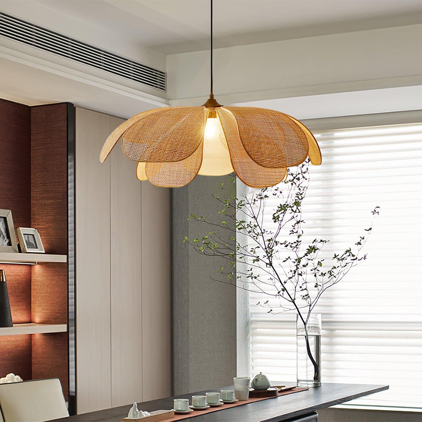 Rattan Petal Drop light Pendant Lamp