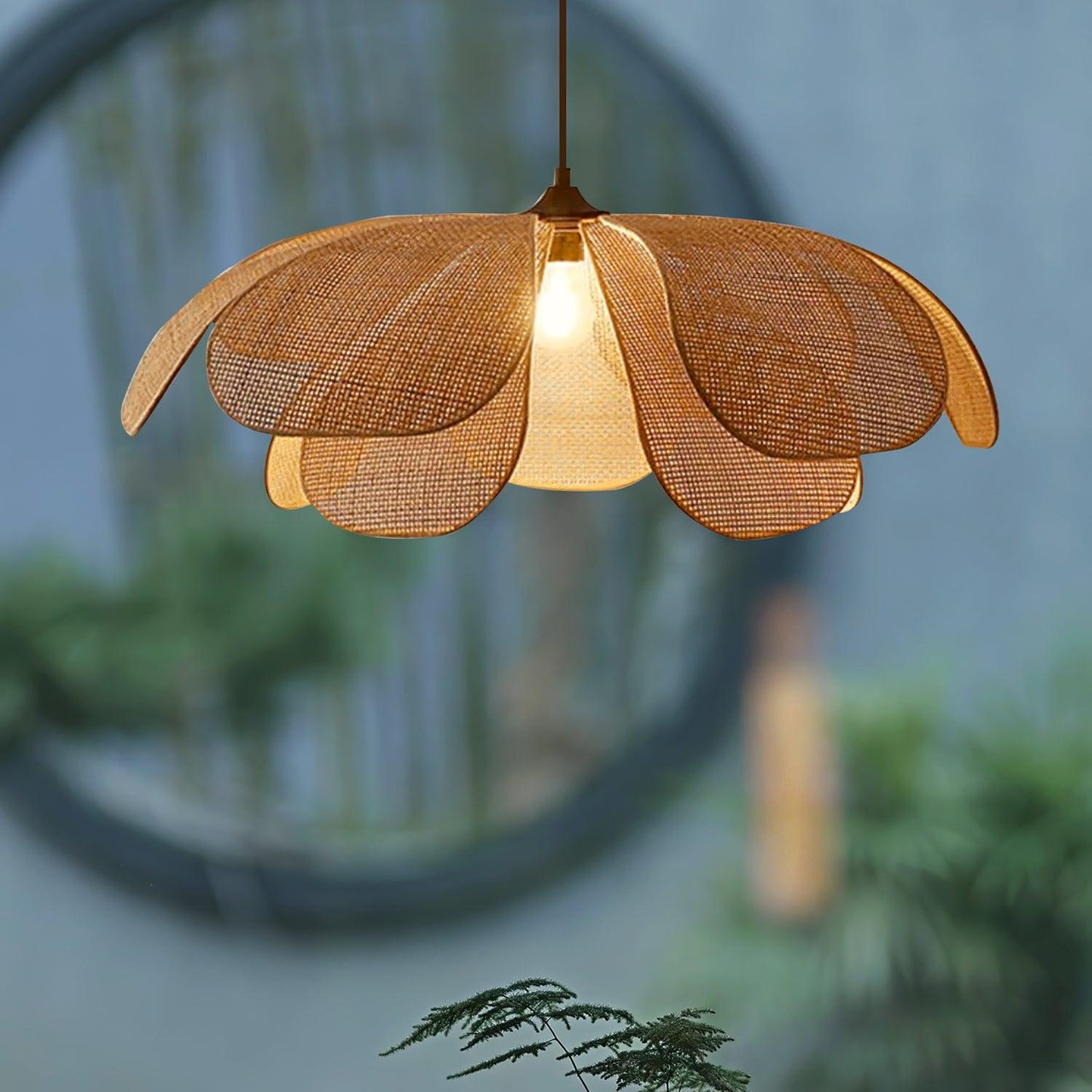 Rattan Petal Drop light Pendant Lamp