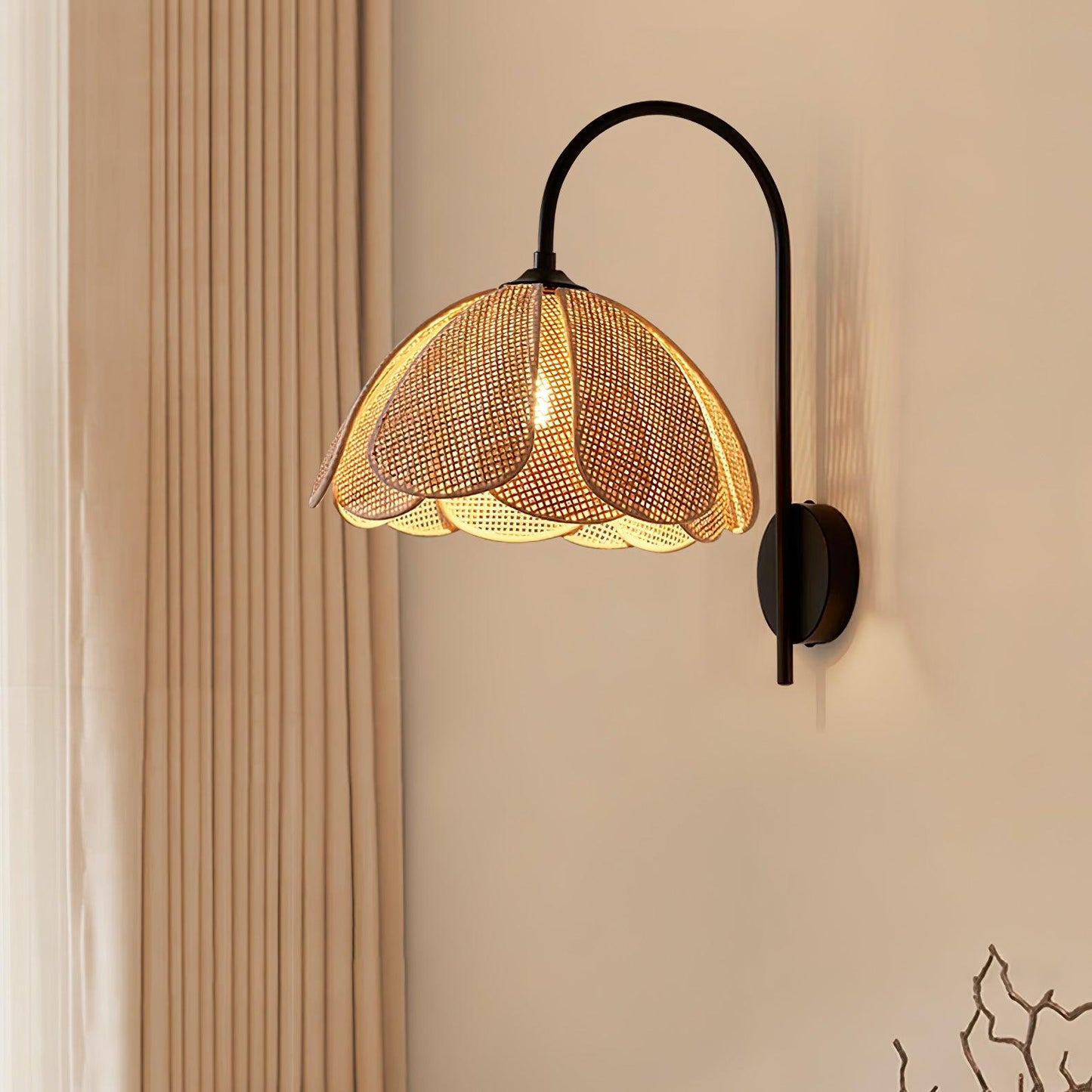 Rattan Petal Sconce Wall Lamp