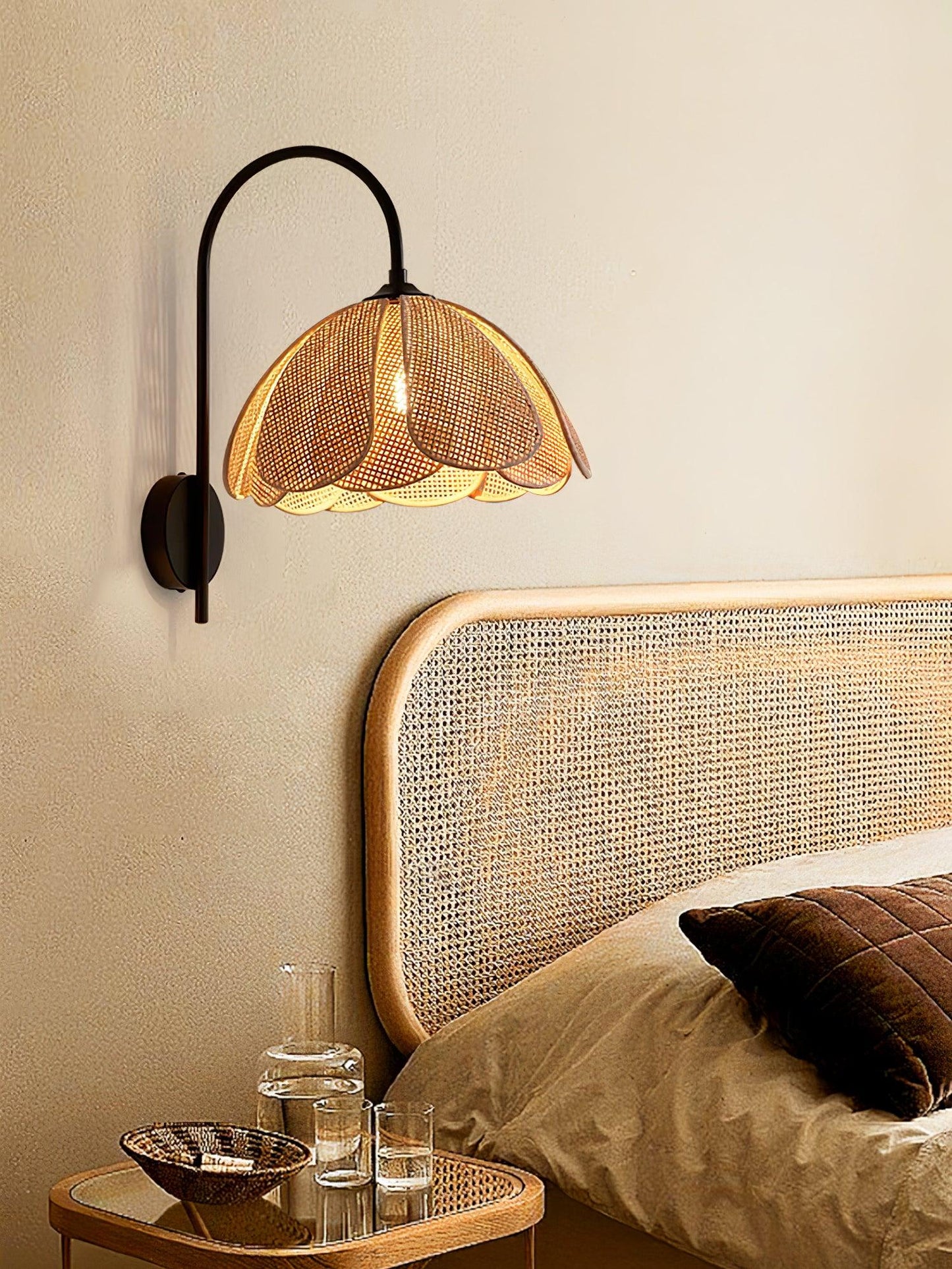 Rattan Petal Sconce Wall Lamp