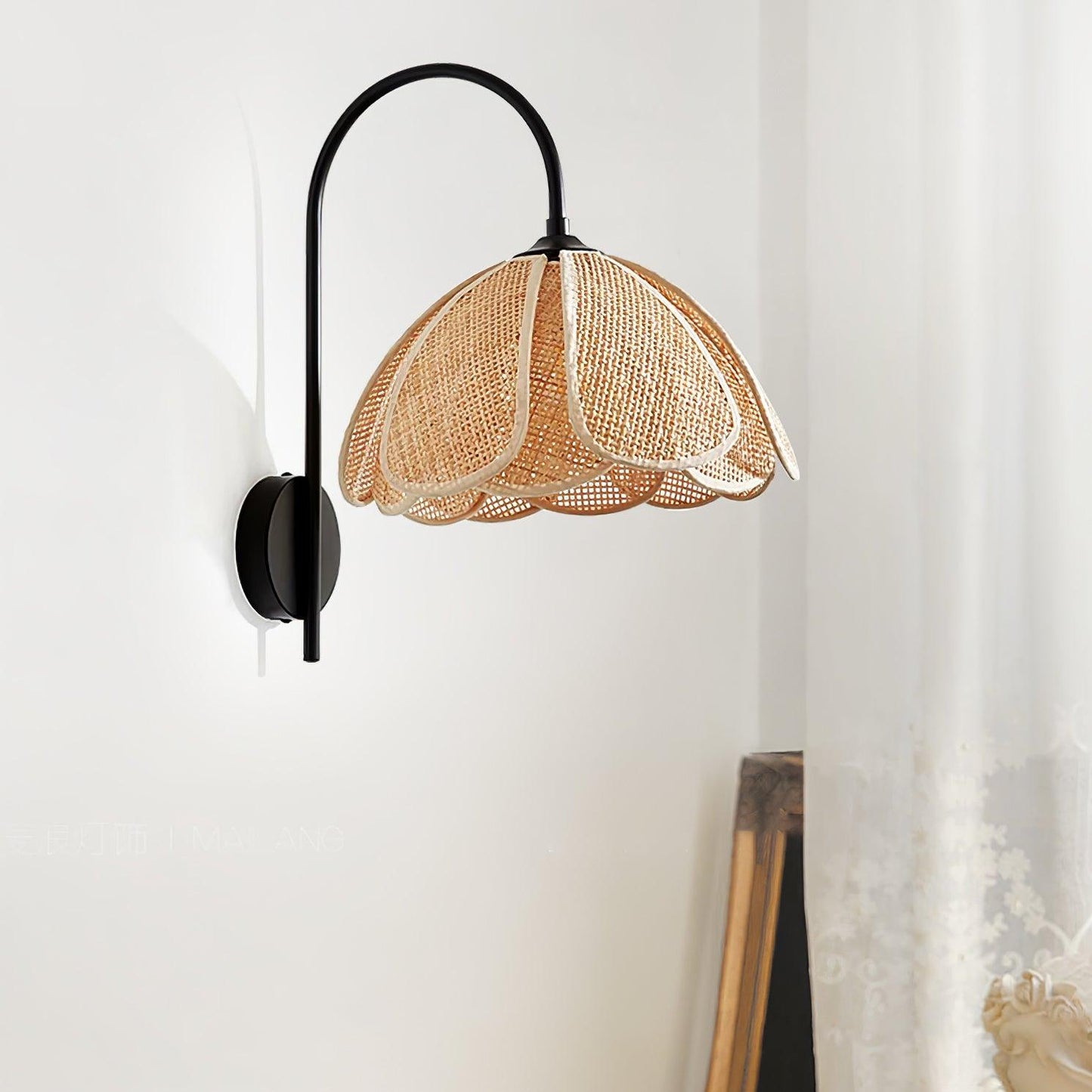 Rattan Petal Sconce Wall Lamp