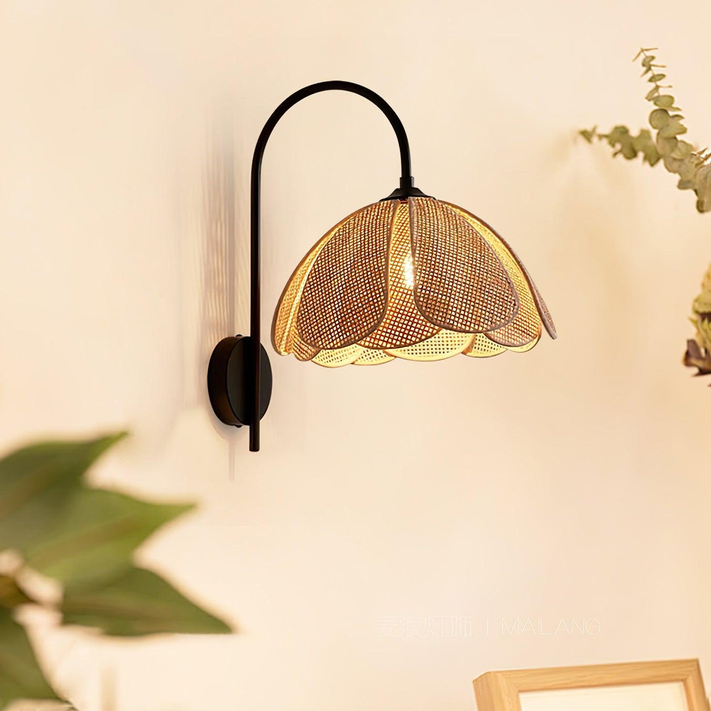 Rattan Petal Sconce Wall Lamp