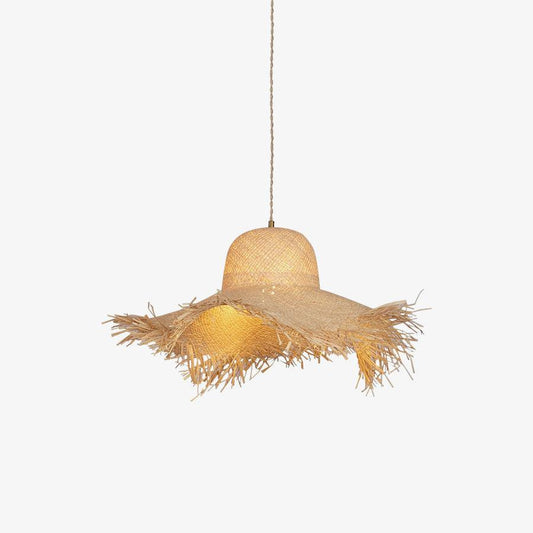 Rattan Straw Hat Droplight Pendant Light