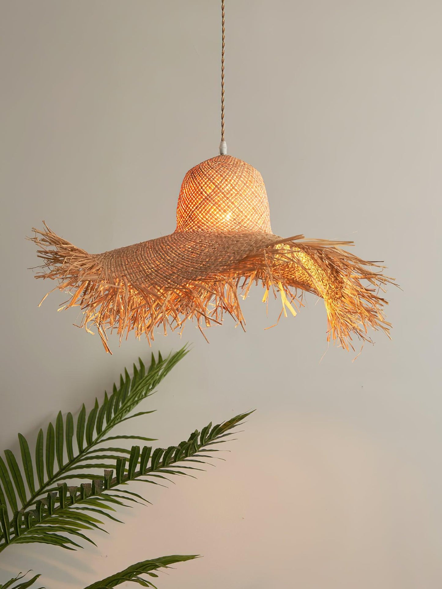 Rattan Straw Hat Droplight Pendant Light