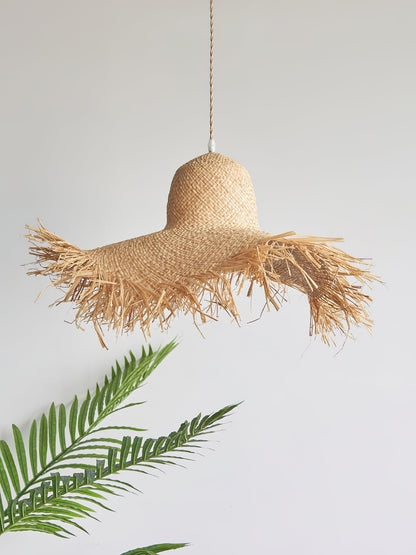 Rattan Straw Hat Droplight Pendant Light