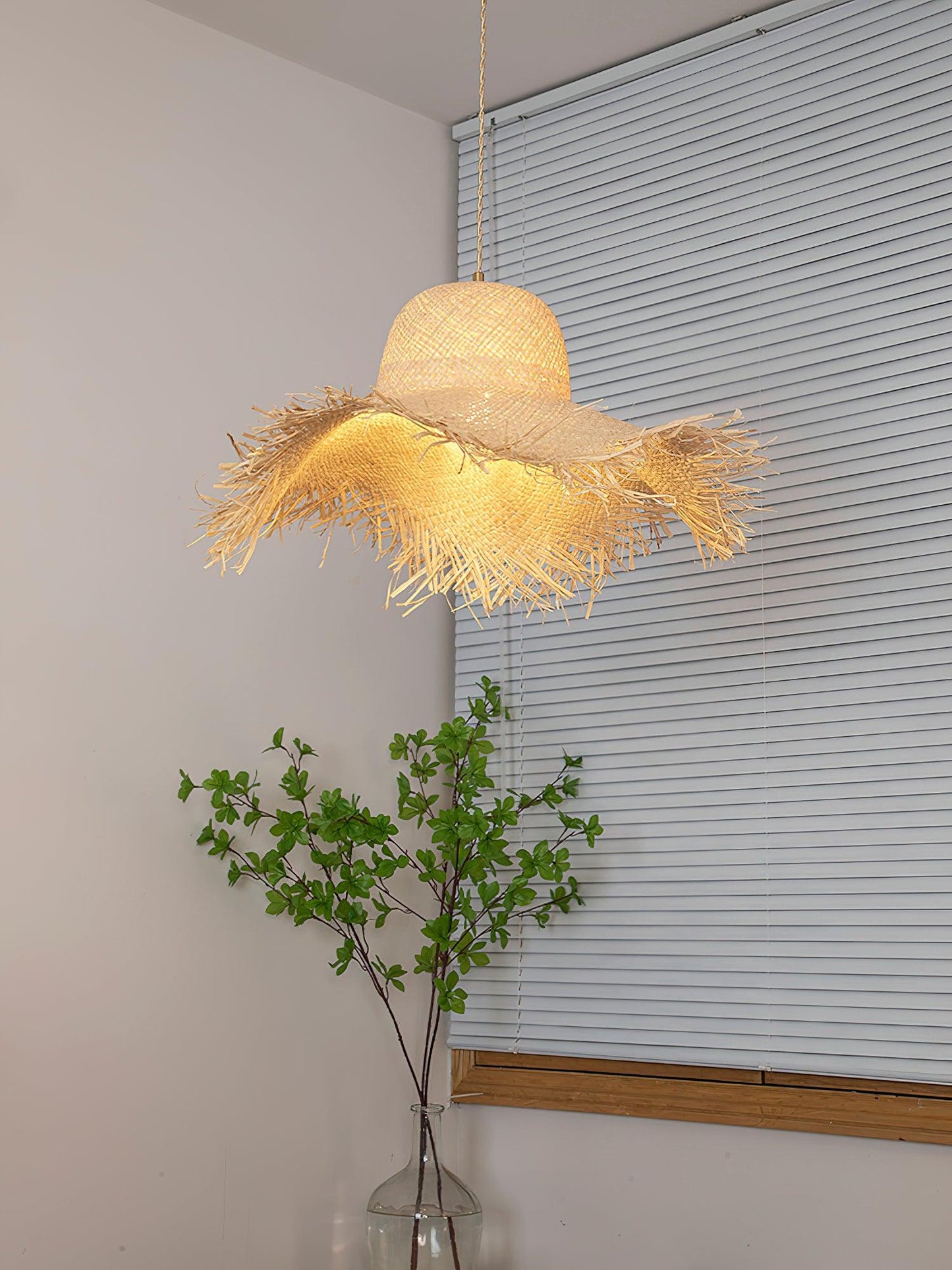 Rattan Straw Hat Droplight Pendant Light