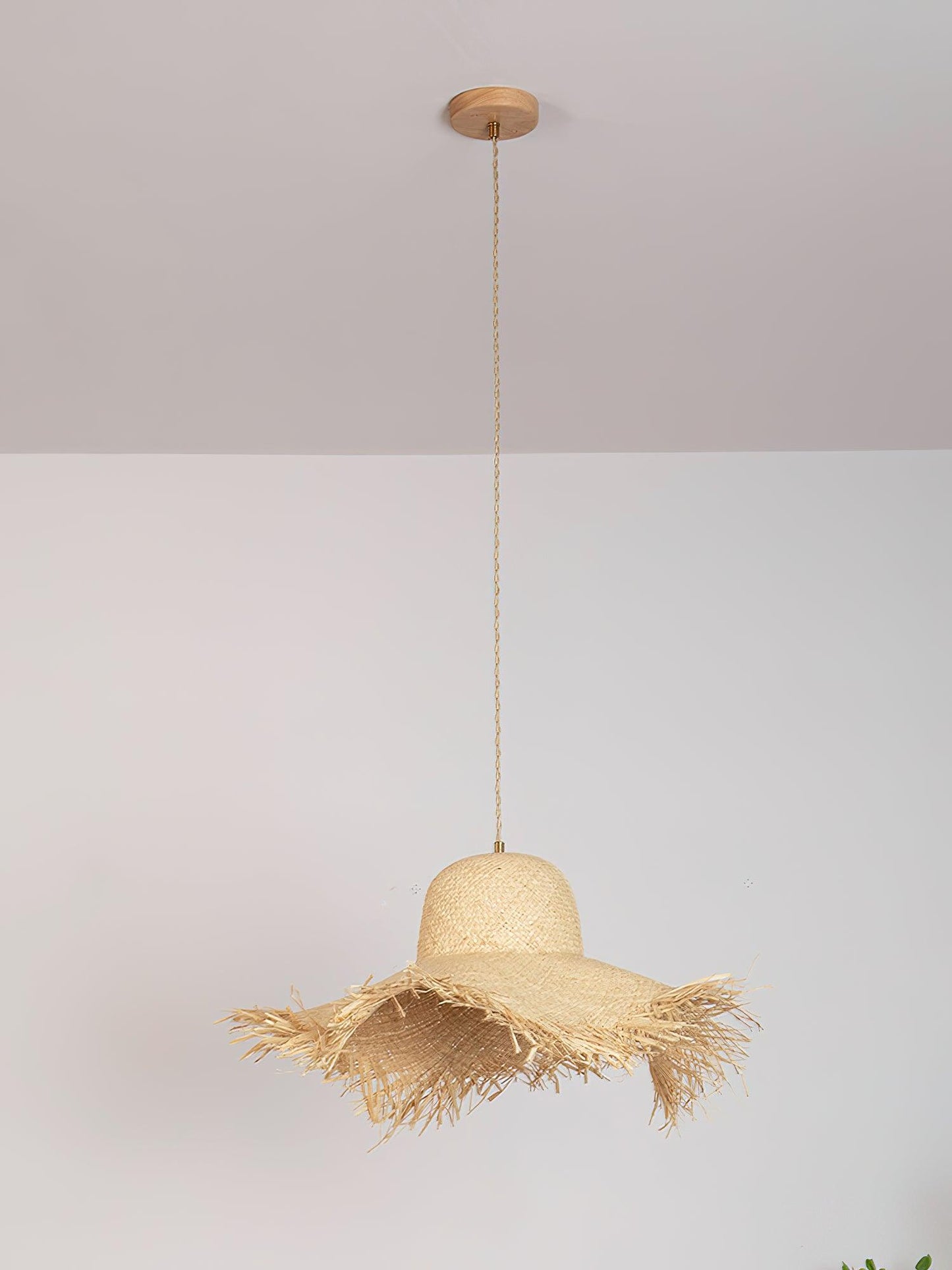 Rattan Straw Hat Droplight Pendant Light