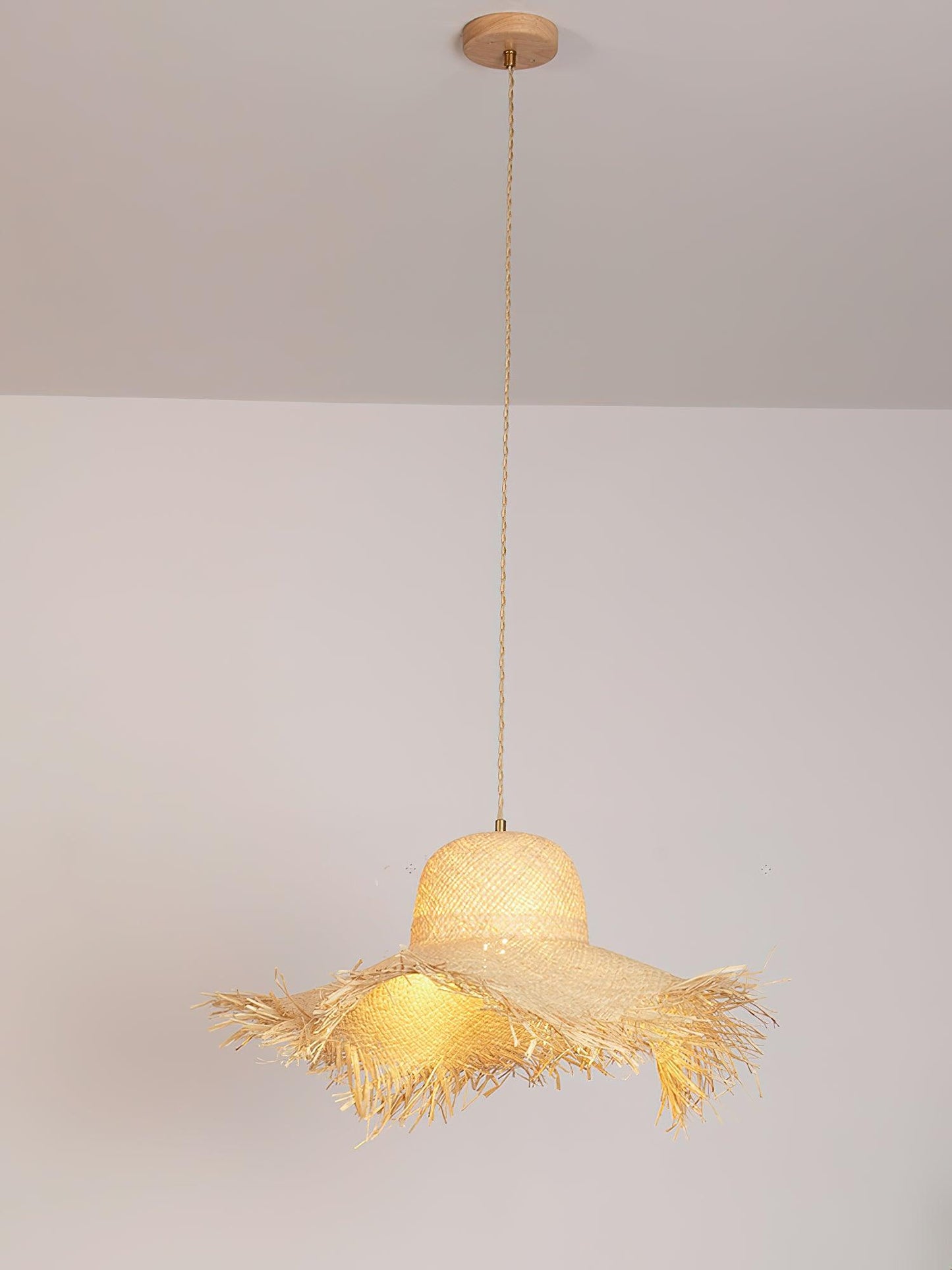 Rattan Straw Hat Droplight Pendant Light