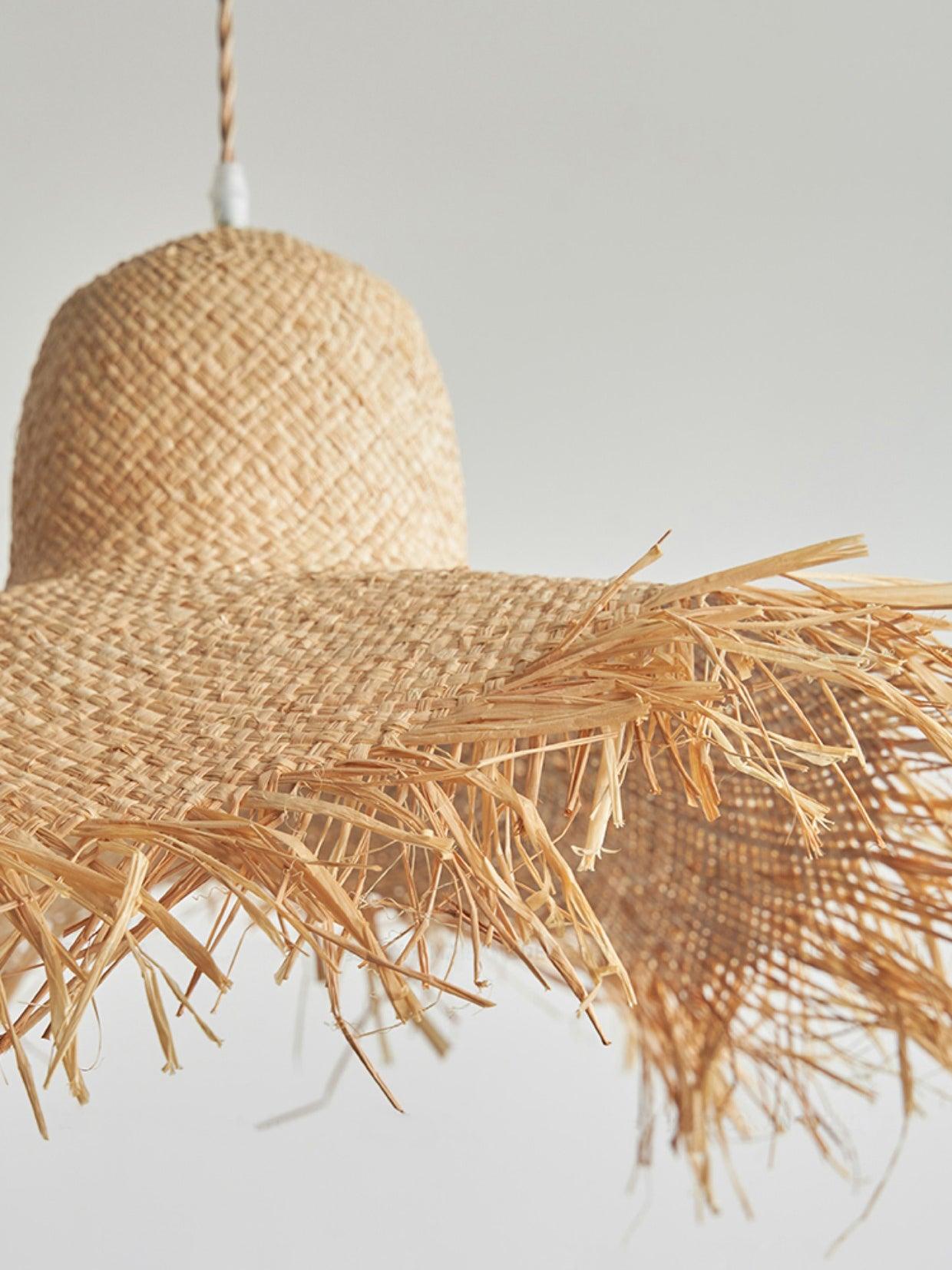 Rattan Straw Hat Droplight Pendant Light