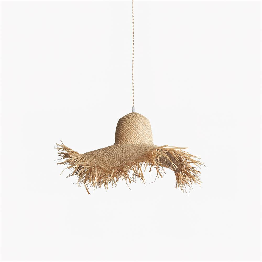 Rattan Straw Hat Droplight Pendant Light