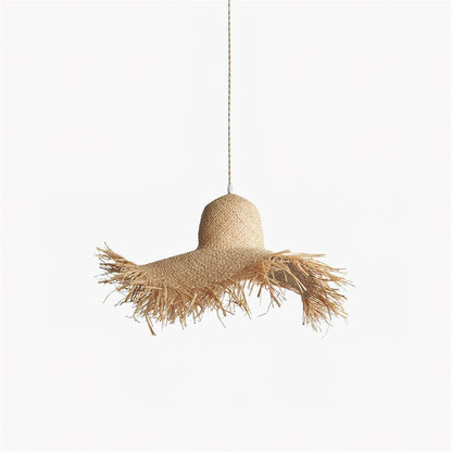 Rattan Straw Hat Droplight Pendant Light