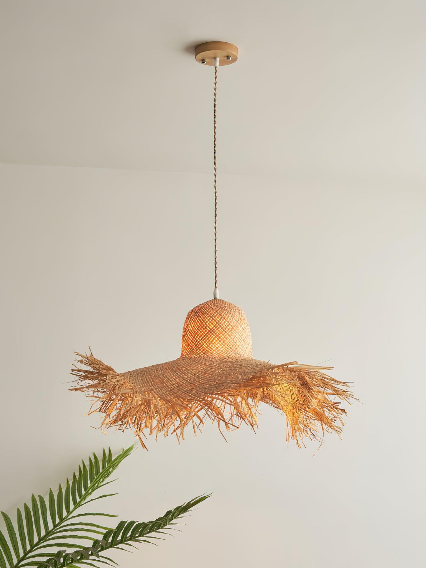 Rattan Straw Hat Droplight Pendant Light