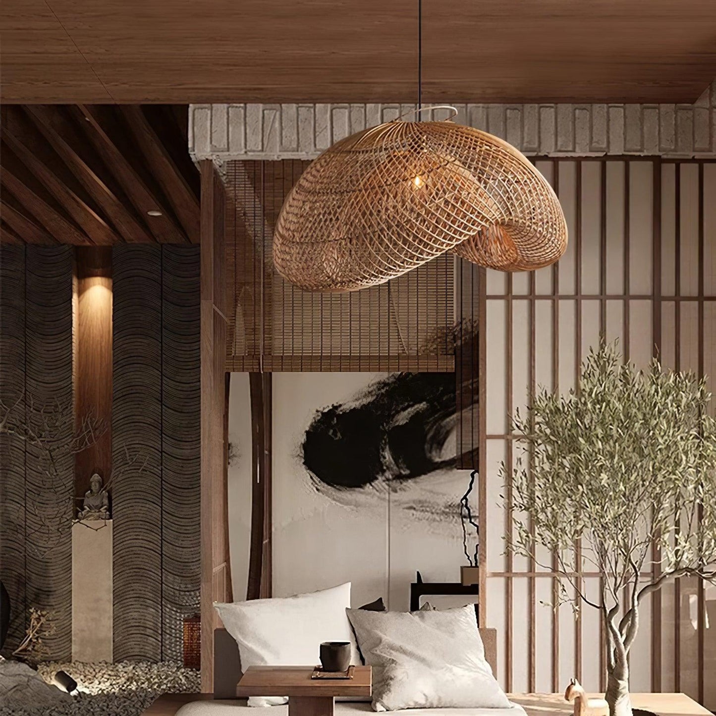 Rattan Wave Houselight Pendant Light