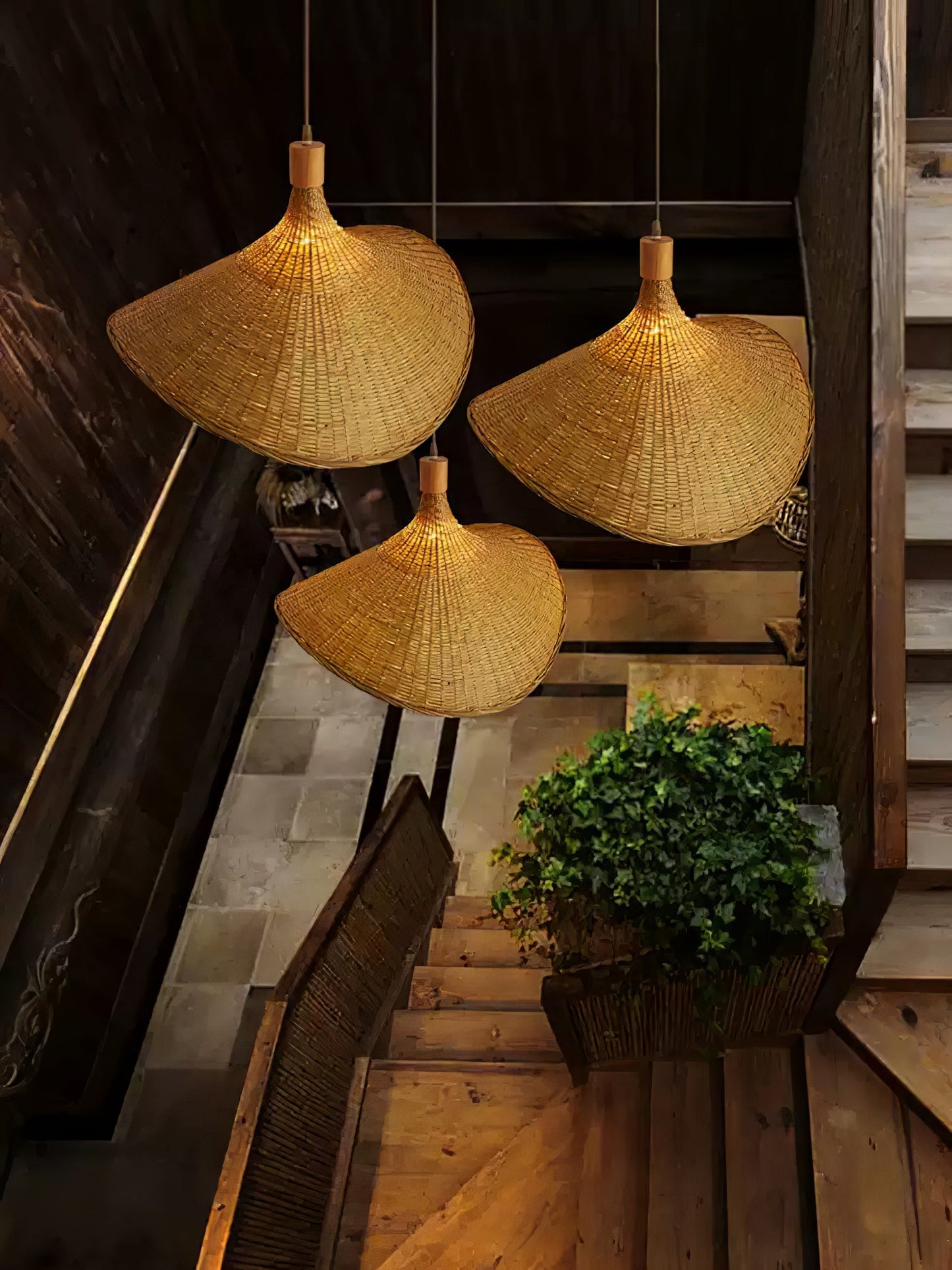 Rattan Weave Hat Droplight Pendant Light