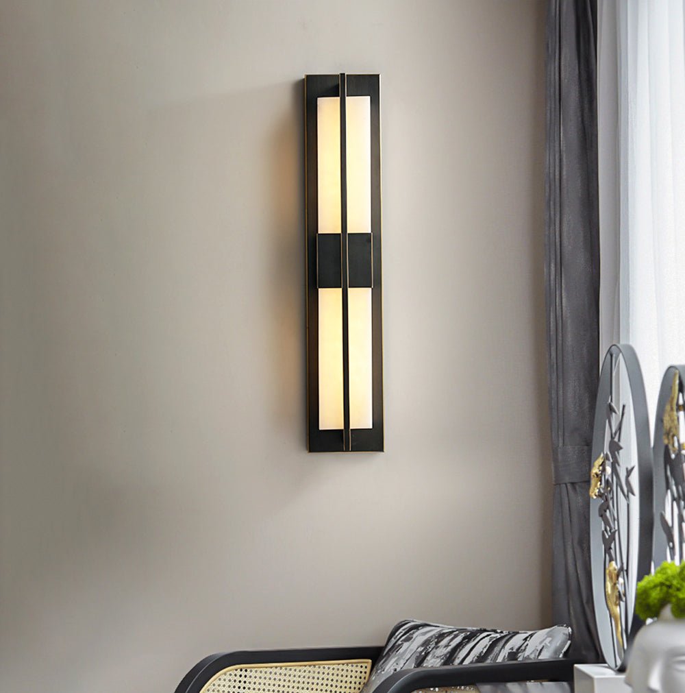 Rectangular Alabaster Brass Lamp bracket Wall Sconce