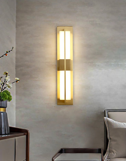 Rectangular Alabaster Brass Lamp bracket Wall Sconce