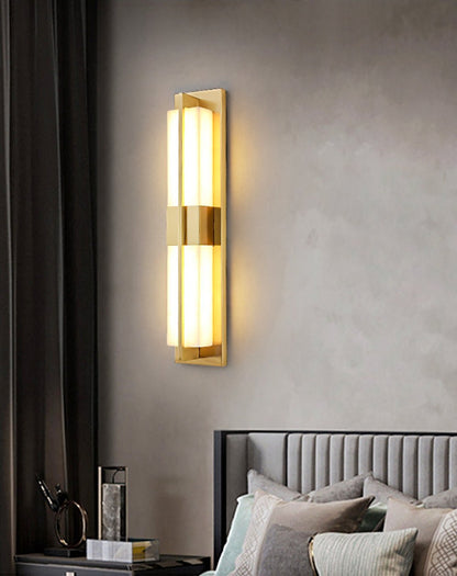 Rectangular Alabaster Brass Lamp bracket Wall Sconce