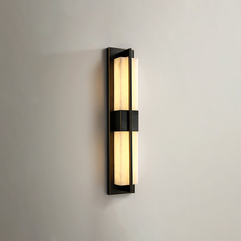 Rectangular Alabaster Brass Lamp bracket Wall Sconce