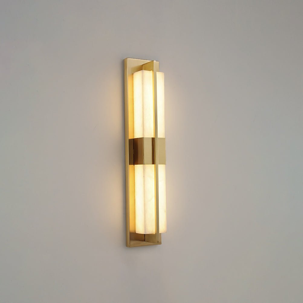 Rectangular Alabaster Brass Lamp bracket Wall Sconce