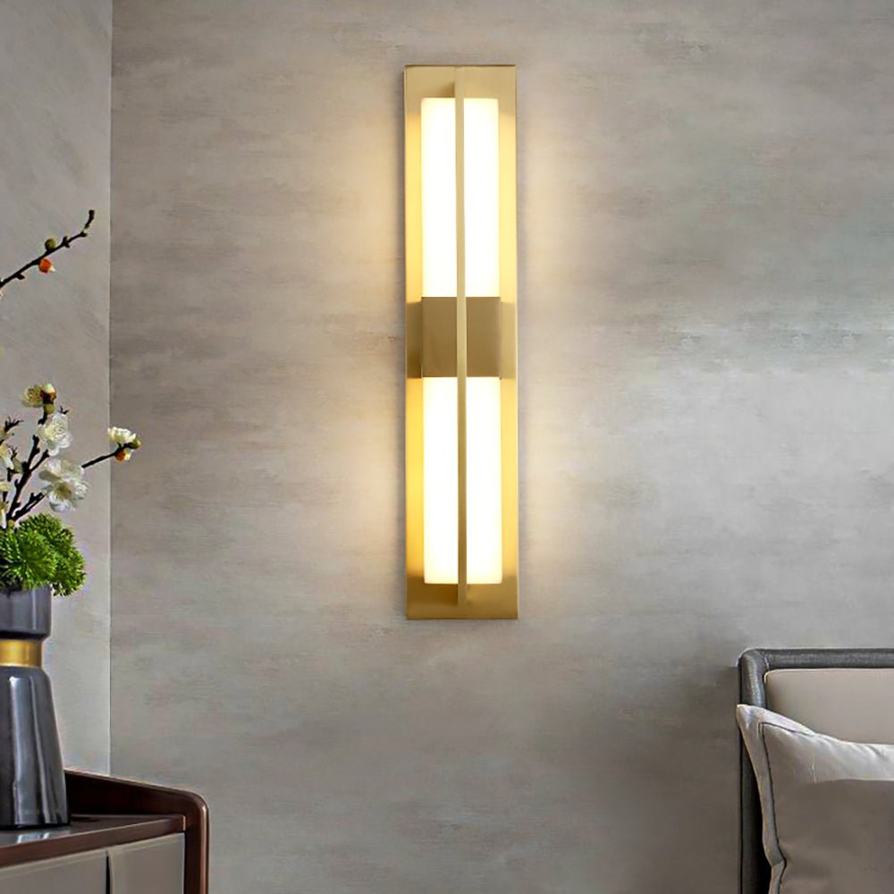 Rectangular Alabaster Brass Lamp bracket Wall Sconce