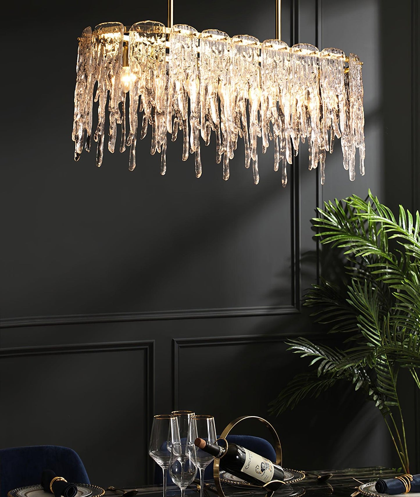 Rectangular Icicle Glass Ceiling fixture Chandelier