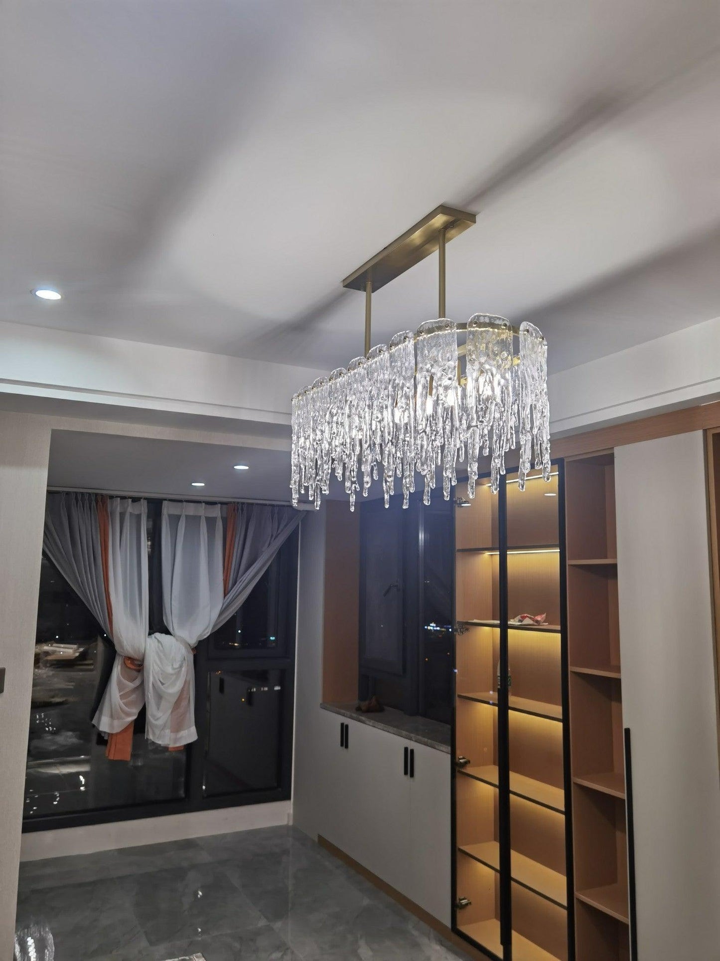 Rectangular Icicle Glass Ceiling fixture Chandelier