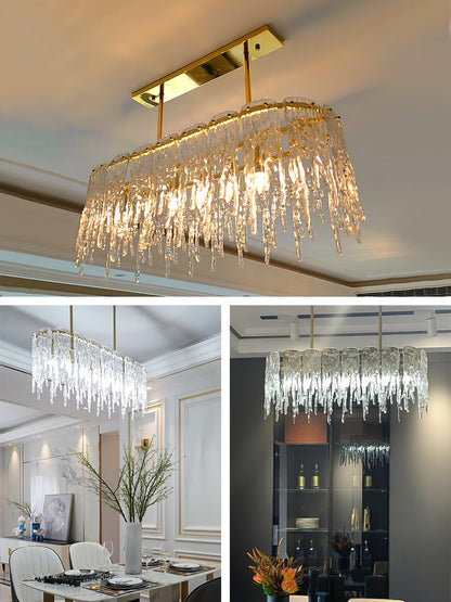 Rectangular Icicle Glass Ceiling fixture Chandelier