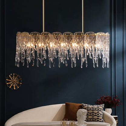 Rectangular Icicle Glass Ceiling fixture Chandelier