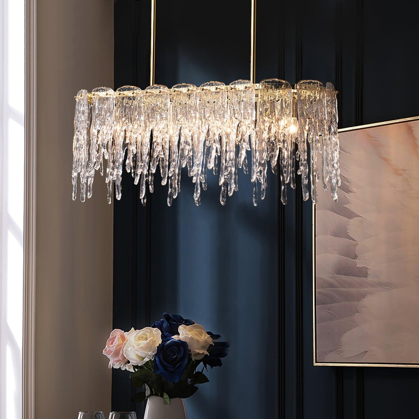 Rectangular Icicle Glass Ceiling fixture Chandelier