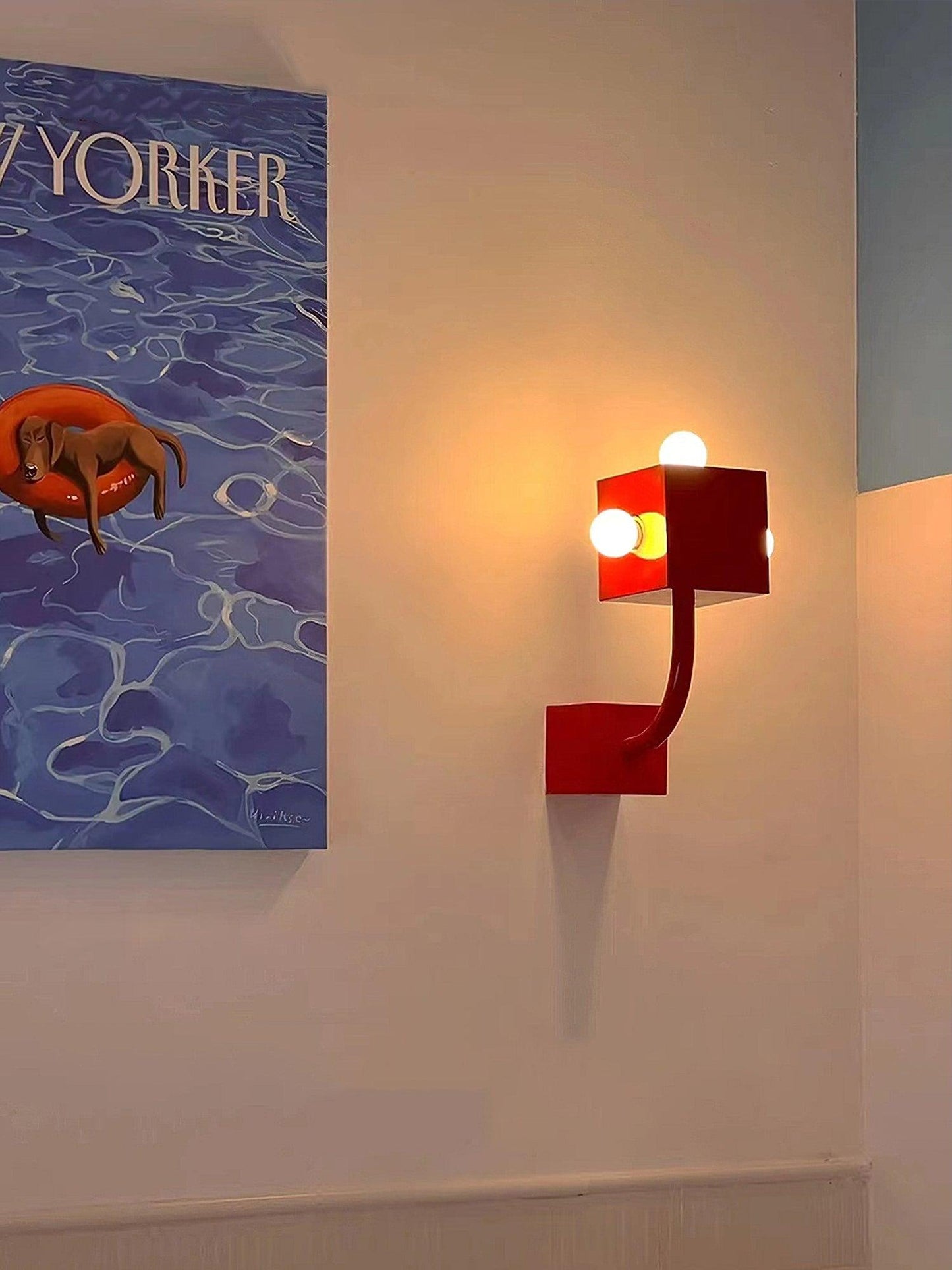 Red Cube Sconce Wall Lamp