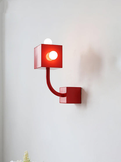 Red Cube Sconce Wall Lamp