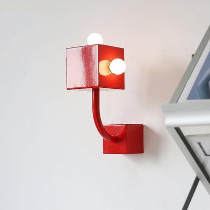 Red Cube Sconce Wall Lamp