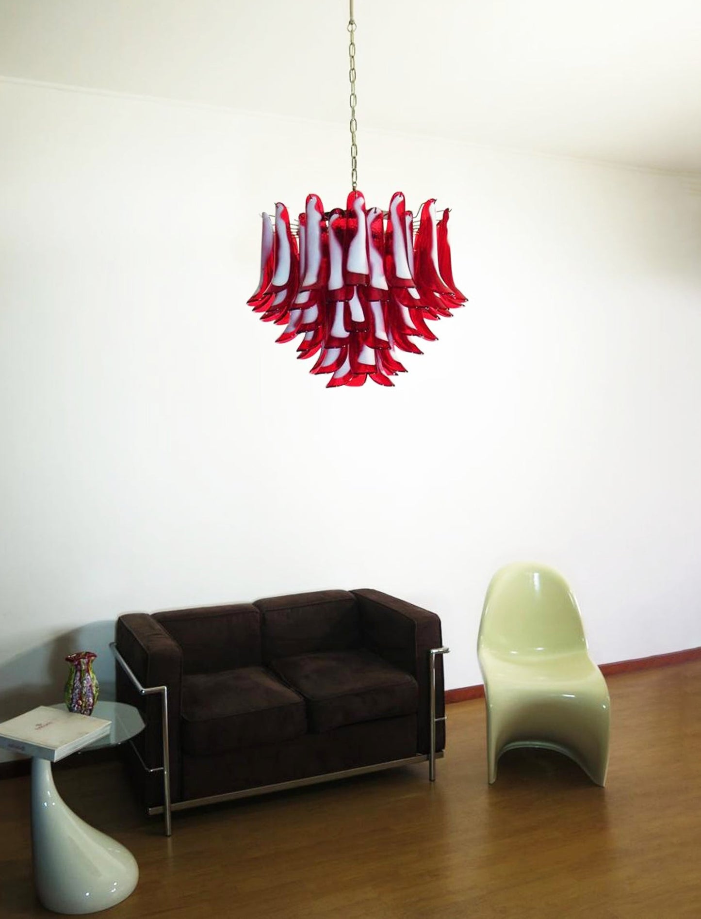 Red Glass Murano Petals Ceiling fixture Chandelier