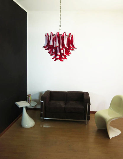 Red Glass Murano Petals Ceiling fixture Chandelier