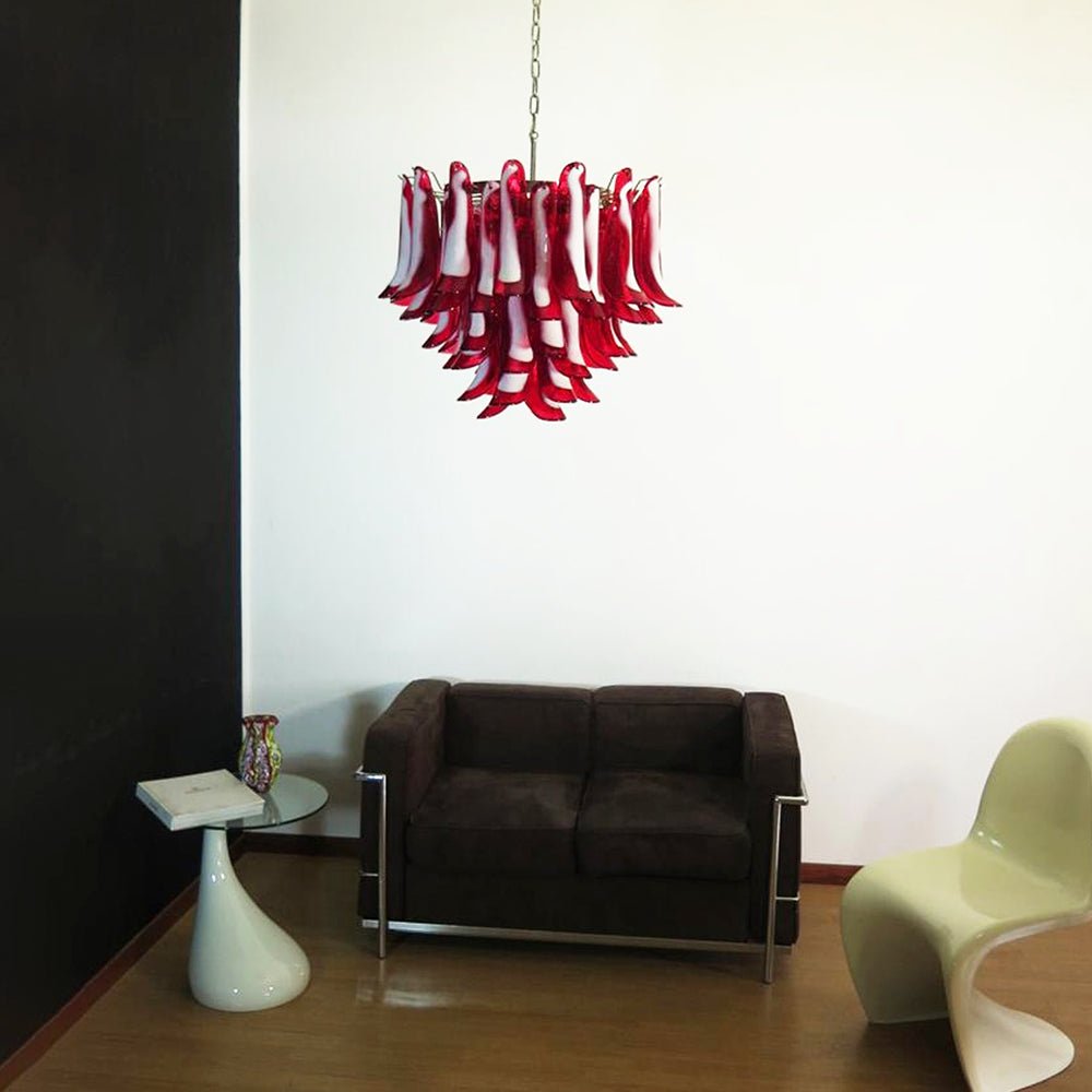 Red Glass Murano Petals Ceiling fixture Chandelier