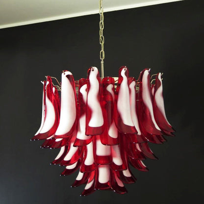 Red Glass Murano Petals Ceiling fixture Chandelier